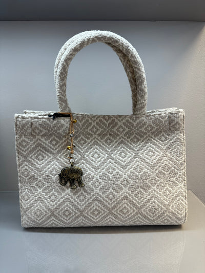 Anokhi Tasche Book Tote Small Muster beige